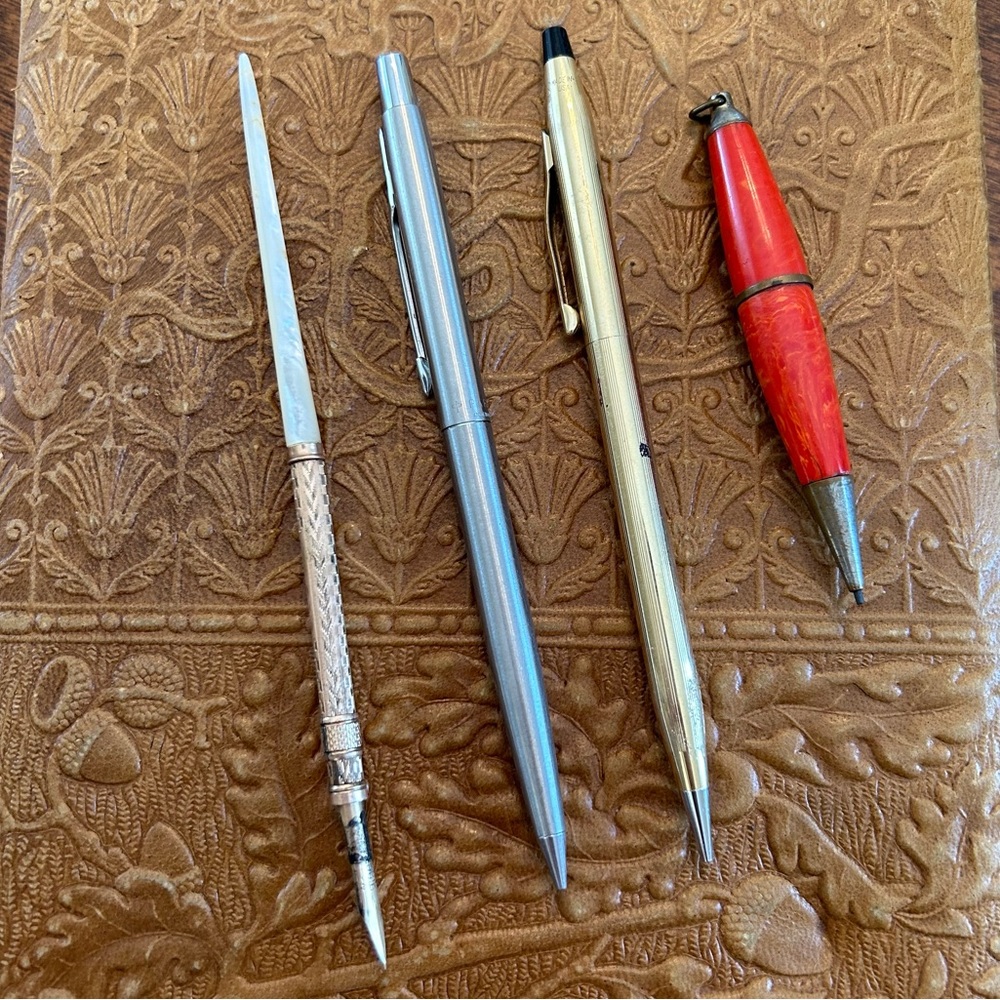 Estate lot quill pen, gold filled Cross pencil, parker pencil etc